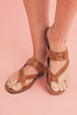 Cross Strap Buckle Detail Faux Leather Slides