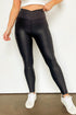 Crossed Dip Waist Solid PU Leather Bodycon Leggings