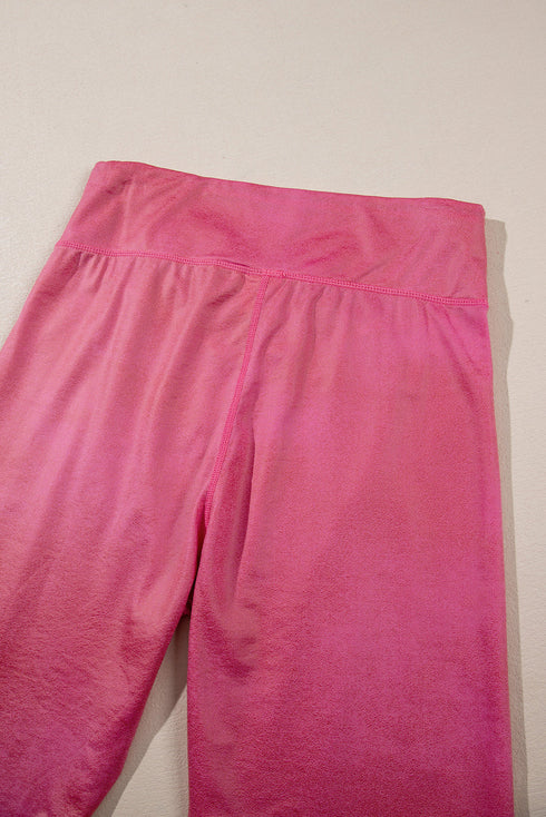 Crossed Dip Waist Solid PU Leather Bodycon Leggings