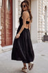 Crossover Backless Bodice Tiered Maxi Dress