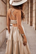 Crossover Backless Bodice Tiered Maxi Dress