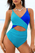 Crossover Colorblock Cutout One Piece Swimsuit