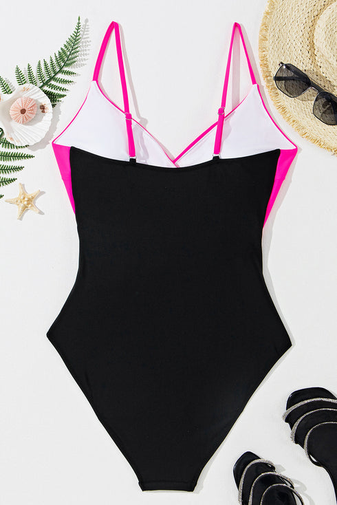 Crossover Colorblock Cutout One Piece Swimsuit