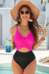 Crossover Colorblock Cutout One Piece Swimsuit