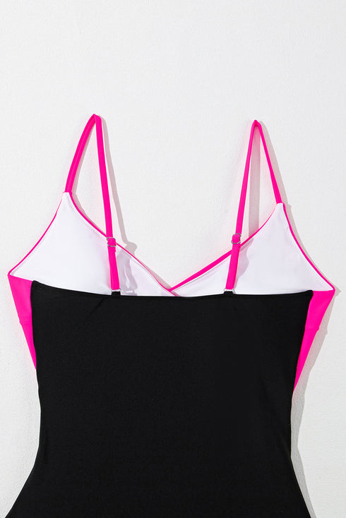 Crossover Colorblock Cutout One Piece Swimsuit