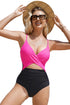 Crossover Colorblock Cutout One Piece Swimsuit