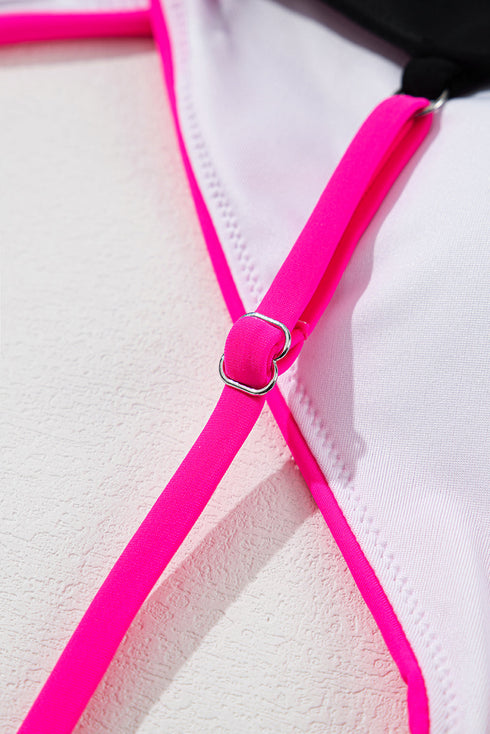 Crossover Colorblock Cutout One Piece Swimsuit