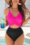 Crossover Colorblock Cutout One Piece Swimsuit