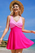 Crossover V Neck Fit And Flare Swim Dress