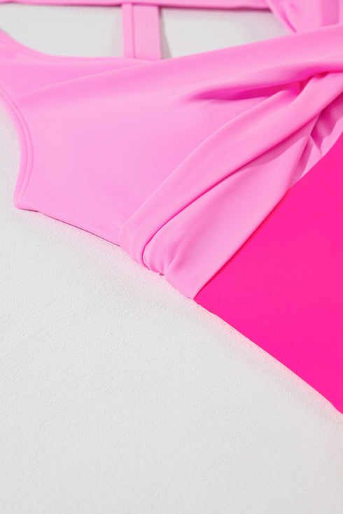 Crossover V Neck Fit And Flare Swim Dress