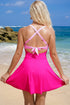 Crossover V Neck Fit And Flare Swim Dress