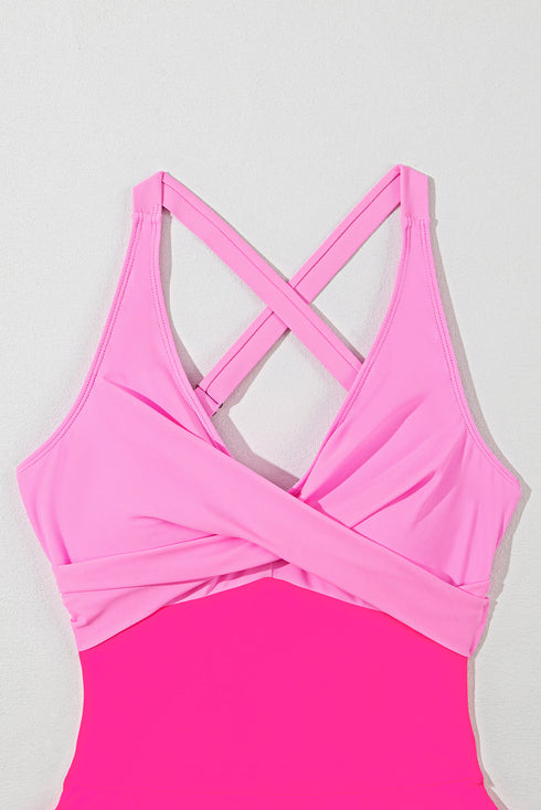 Crossover V Neck Fit And Flare Swim Dress
