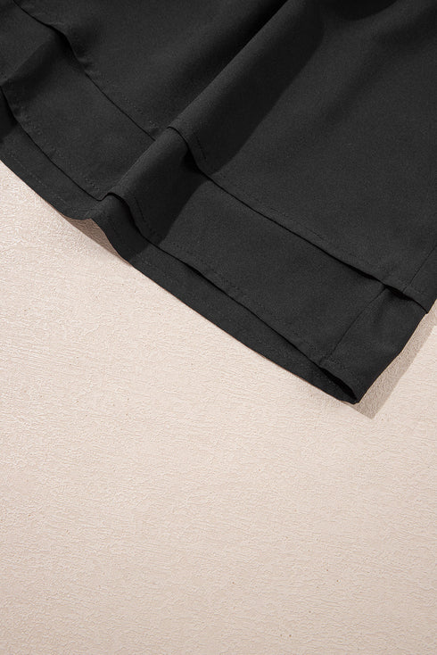 Crossover Waistband Layered Flowy Athletic Performance Shorts