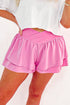 Crossover Waistband Layered Flowy Athletic Performance Shorts