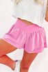 Crossover Waistband Layered Flowy Athletic Performance Shorts
