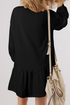 Crown Patched Long Sleeve Ruffle Hem Graphic Dress