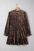 Crushed Velvet V Neck Babydoll Puff Sleeve Mini Dress
