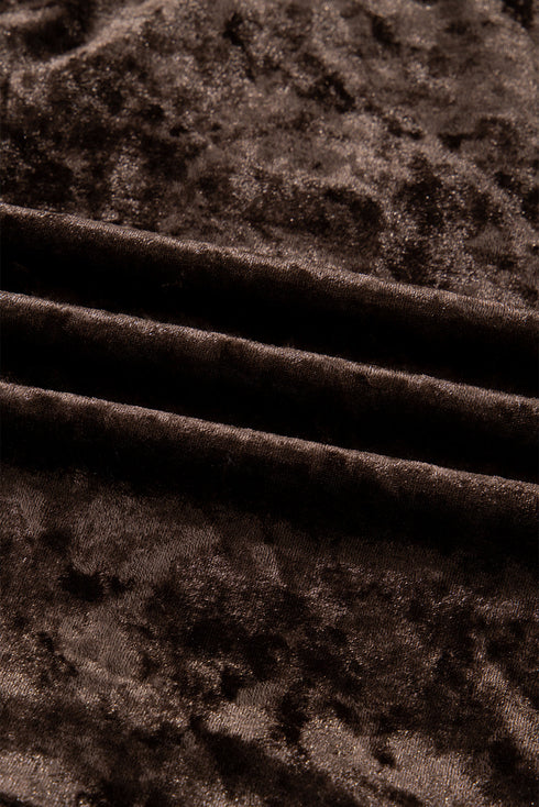 Crushed Velvet V Neck Babydoll Puff Sleeve Mini Dress