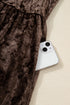 Crushed Velvet V Neck Babydoll Puff Sleeve Mini Dress
