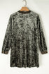 Crushed Velvet V Neck Relaxed Tunic Dress