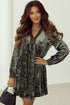 Crushed Velvet V Neck Relaxed Tunic Dress