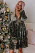 Crushed Velvet V Neck Relaxed Tunic Dress