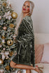 Crushed Velvet V Neck Relaxed Tunic Dress