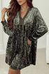 Crushed Velvet V Neck Relaxed Tunic Dress
