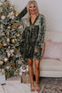 Crushed Velvet V Neck Relaxed Tunic Dress