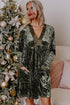 Crushed Velvet V Neck Relaxed Tunic Dress