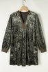 Crushed Velvet V Neck Relaxed Tunic Dress