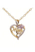 Crystal Heart Floral Script Mom Pendant Necklace