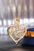 Crystal Heart Floral Script Mom Pendant Necklace