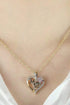 Crystal Heart Floral Script Mom Pendant Necklace