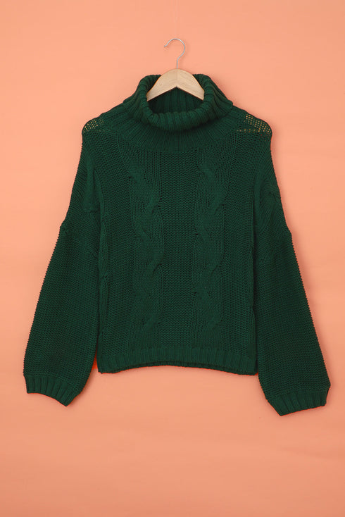 Cuddle Weather Cable Knit Handmade Turtleneck Sweater