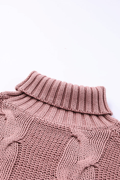 Cuddle Weather Cable Knit Handmade Turtleneck Sweater