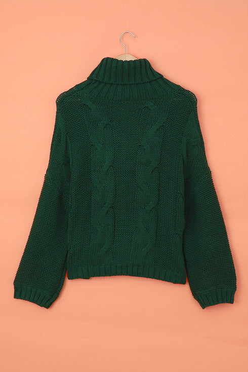 Cuddle Weather Cable Knit Handmade Turtleneck Sweater