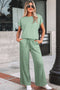 Cuffed Sleeve Tee And Wide Leg Drawstring Pant Set