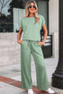 Cuffed Sleeve Tee And Wide Leg Drawstring Pant Set