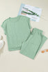 Cuffed Sleeve Tee And Wide Leg Drawstring Pant Set