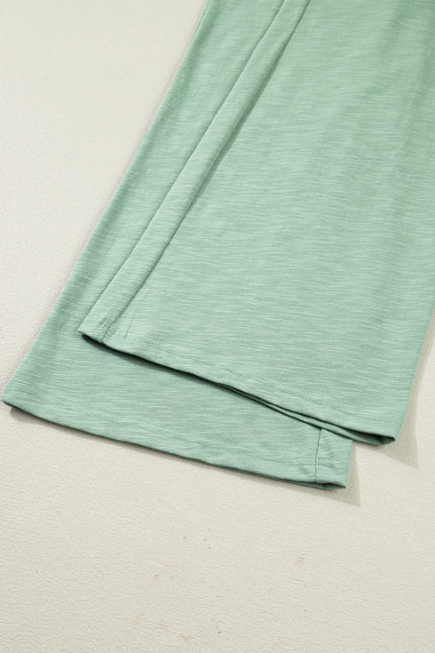 Cuffed Sleeve Tee And Wide Leg Drawstring Pant Set