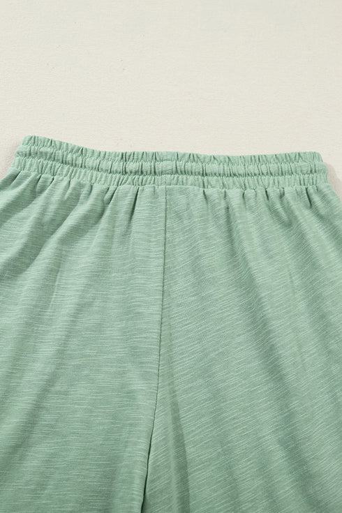 Cuffed Sleeve Tee And Wide Leg Drawstring Pant Set