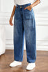 Curved Seam Ankle Length Cotton Rich Barrel Denim Jeans
