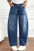 Curved Seam Ankle Length Cotton Rich Barrel Denim Jeans