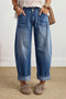 Curved Seam Ankle Length Cotton Rich Barrel Denim Jeans