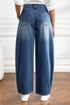 Curved Seam Ankle Length Cotton Rich Barrel Denim Jeans