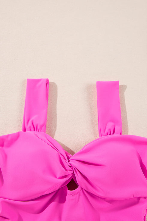 Cut out Twist Bowknot Backless One Piece Swimsuit