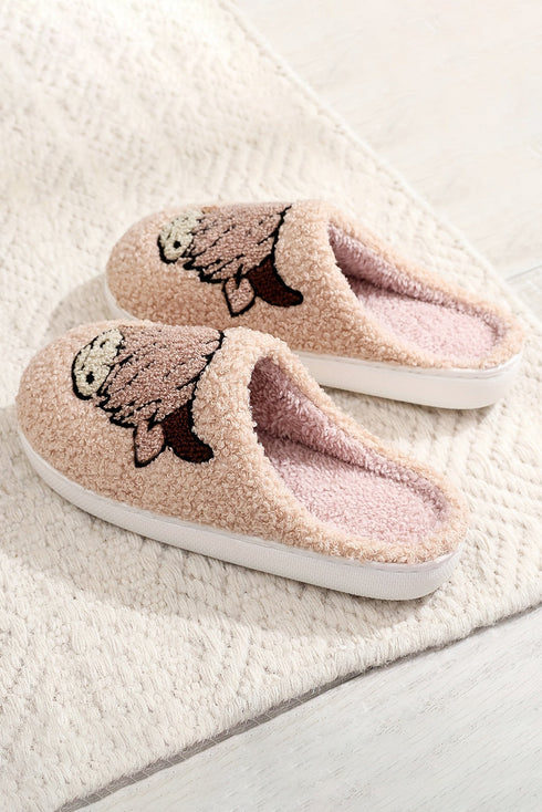 Cute Animal Face Plush Fleece House Slippers