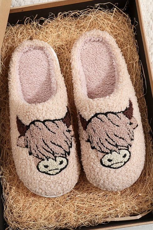 Cute Animal Face Plush Fleece House Slippers