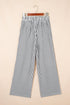 Striped Adjustable Tie Waist Loose Leg Pants